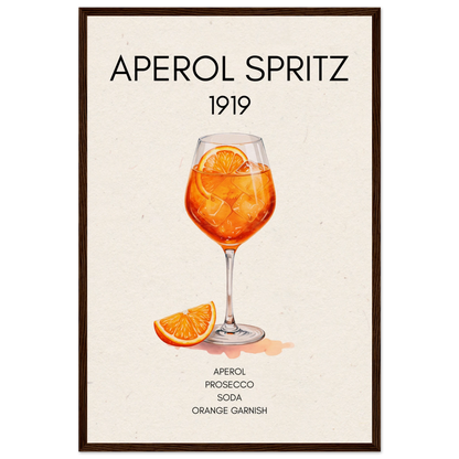 Aperol Spritz Cocktail Bar Poster Print Dark Brown Wood Frame 40x60 cm 16x24″ Museum-Quality Matte Paper Wooden Framed Poster