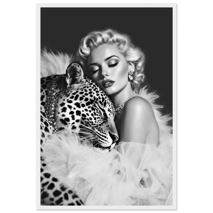 Marilyn Monroe Glam Leopard Art Print White Wood Frame 40x60 cm 16x24″ Premium Matte Paper Wooden Framed Poster