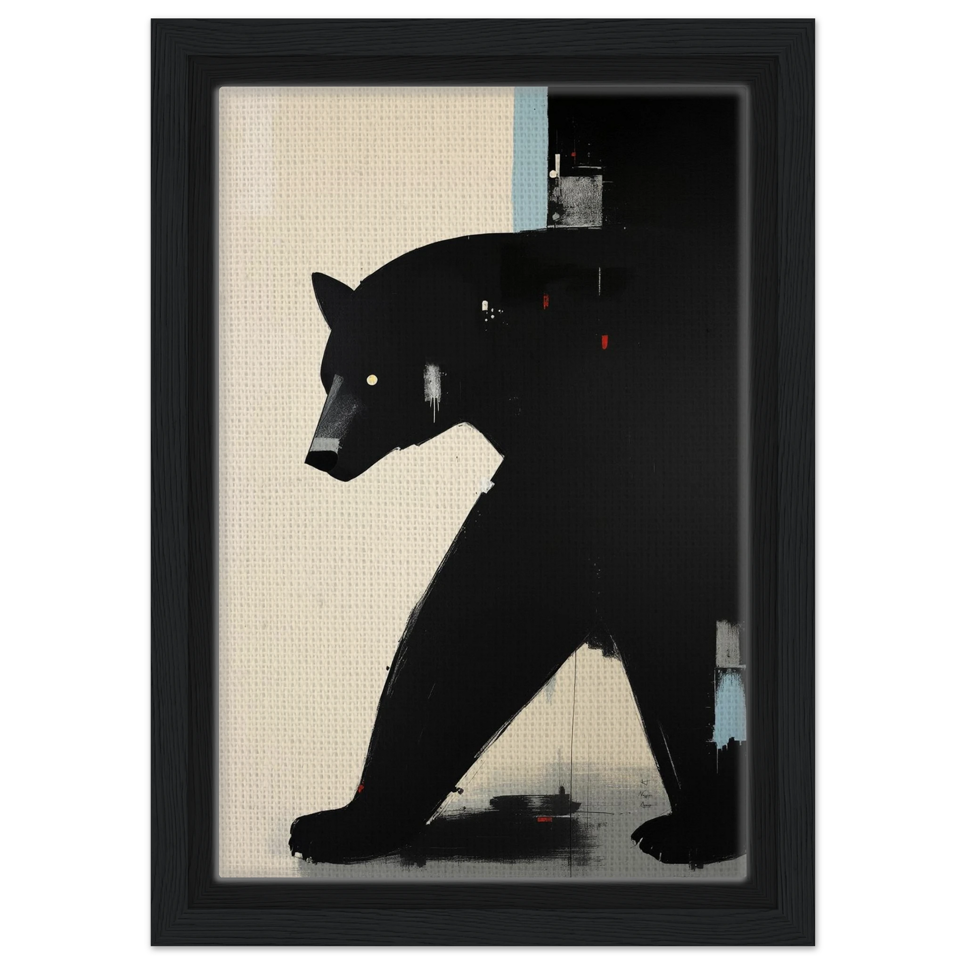 Minimalist Abstract Black Bear Art Poster Print Black Wood Frame 20x30 cm 8x12″ Framed Canvas