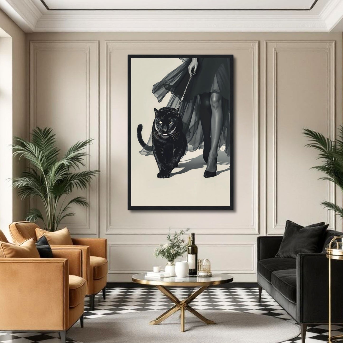 Retro Fashion Model Panther Art Print