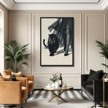 Retro Fashion Model Panther Art Print