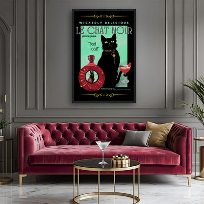 Black Cat Cocktail French Art Deco Print
