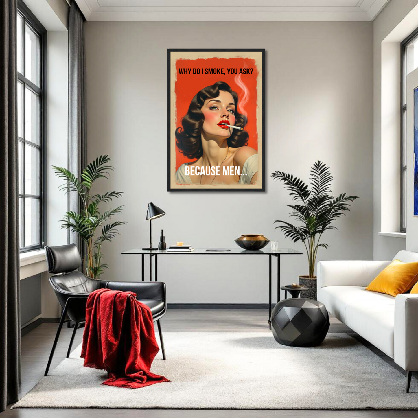 Retro Smoking Pin-Up Girl Art Print