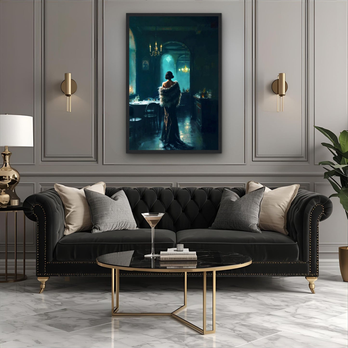 Moody Speakeasy Flapper Bar Art Print