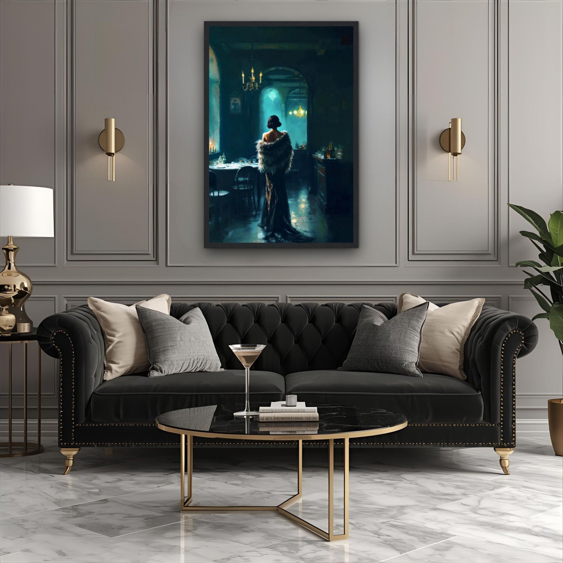 Moody Speakeasy Flapper Bar Art Print