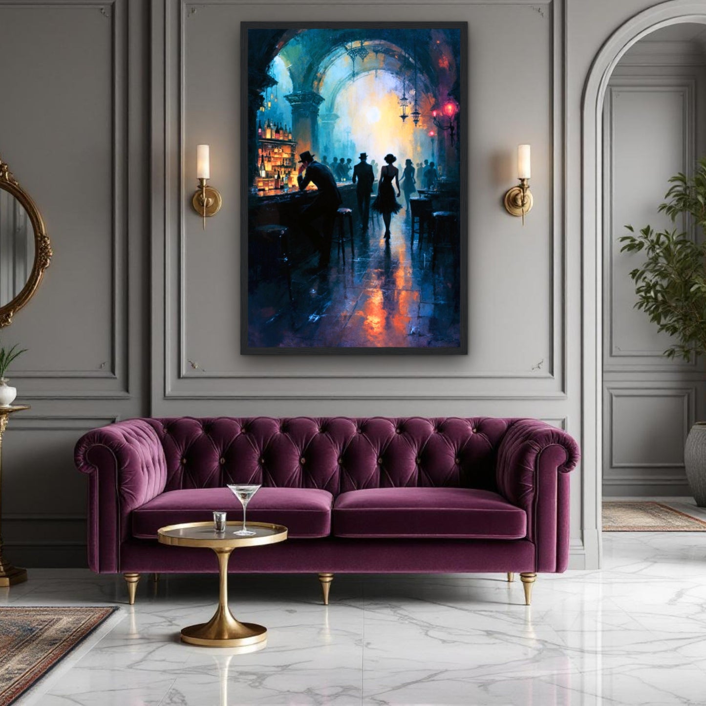 Dance Hall Speakeasy Art Print 70x100 cm 28x40″ Museum-Quality Matte Paper Wooden Framed Poster Dark Brown Wood Frame