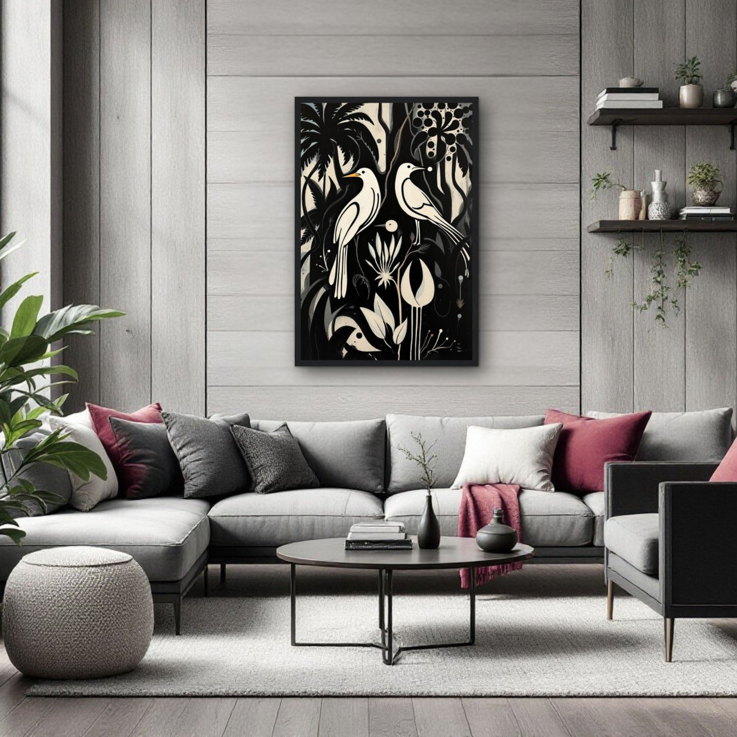 Black & White Minimalist Bird Art Print