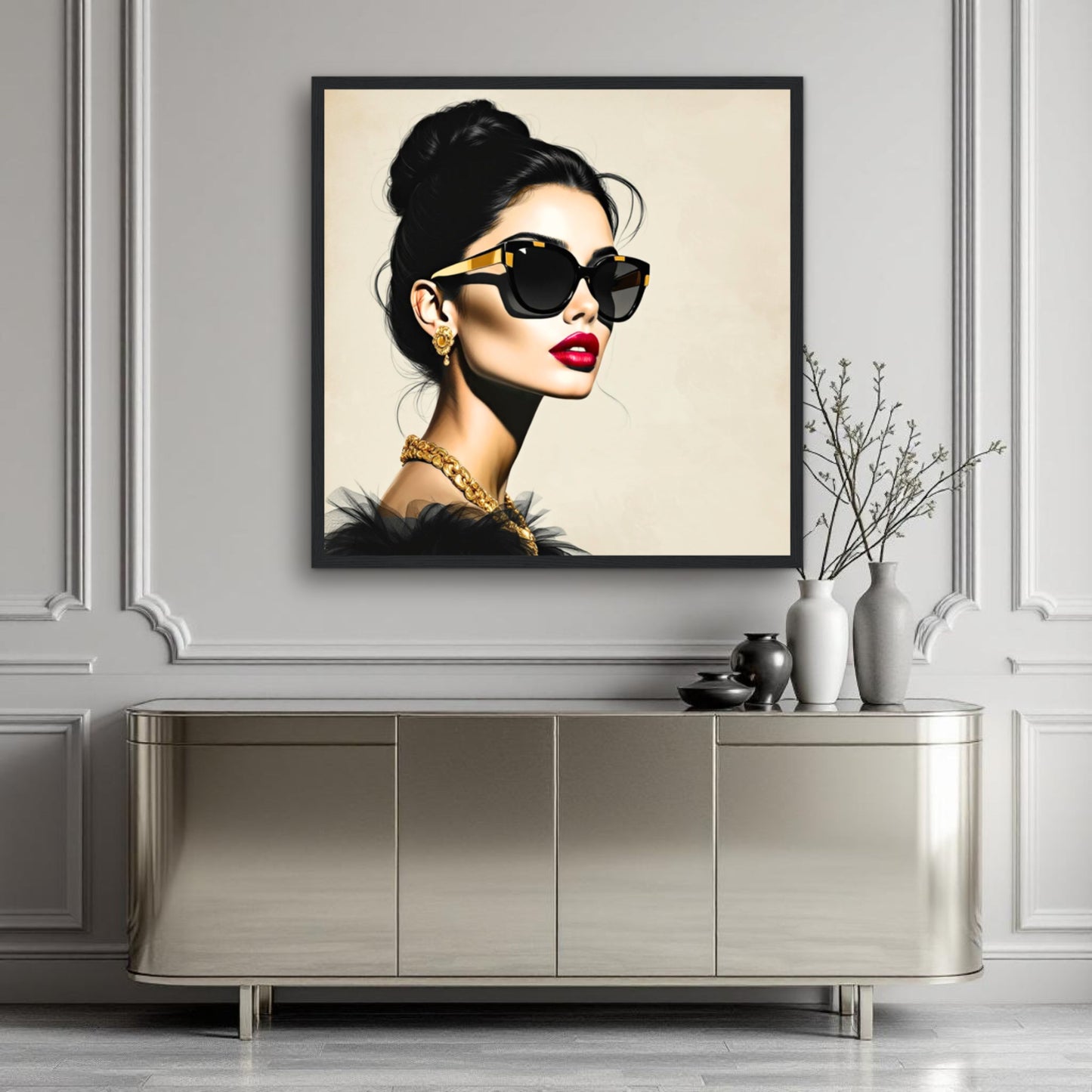 Golden Girl Chic Runway Model Art Print