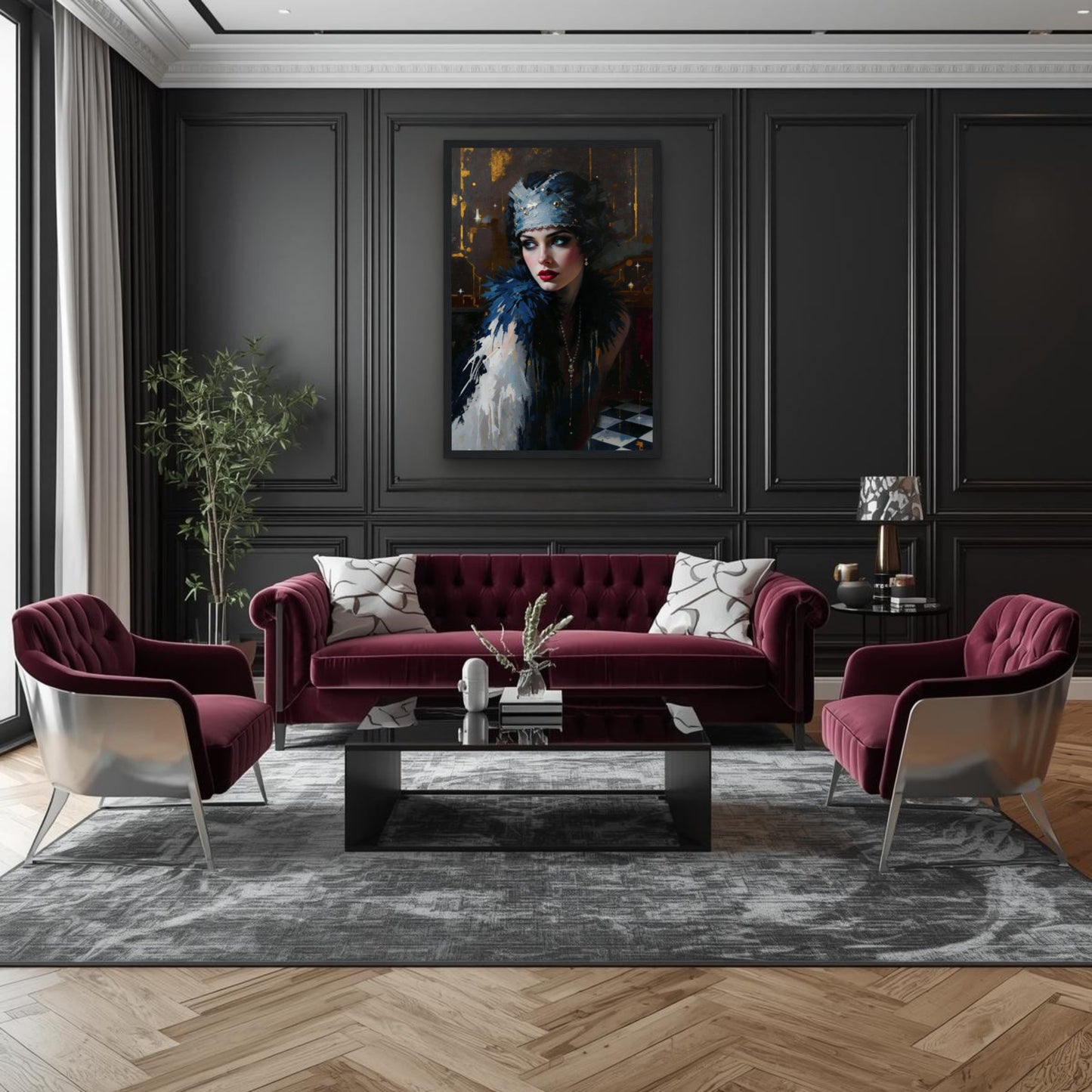 1920s Gatsby Flapper Painting Art Print - Speakeasy Prohibition Wall Decor