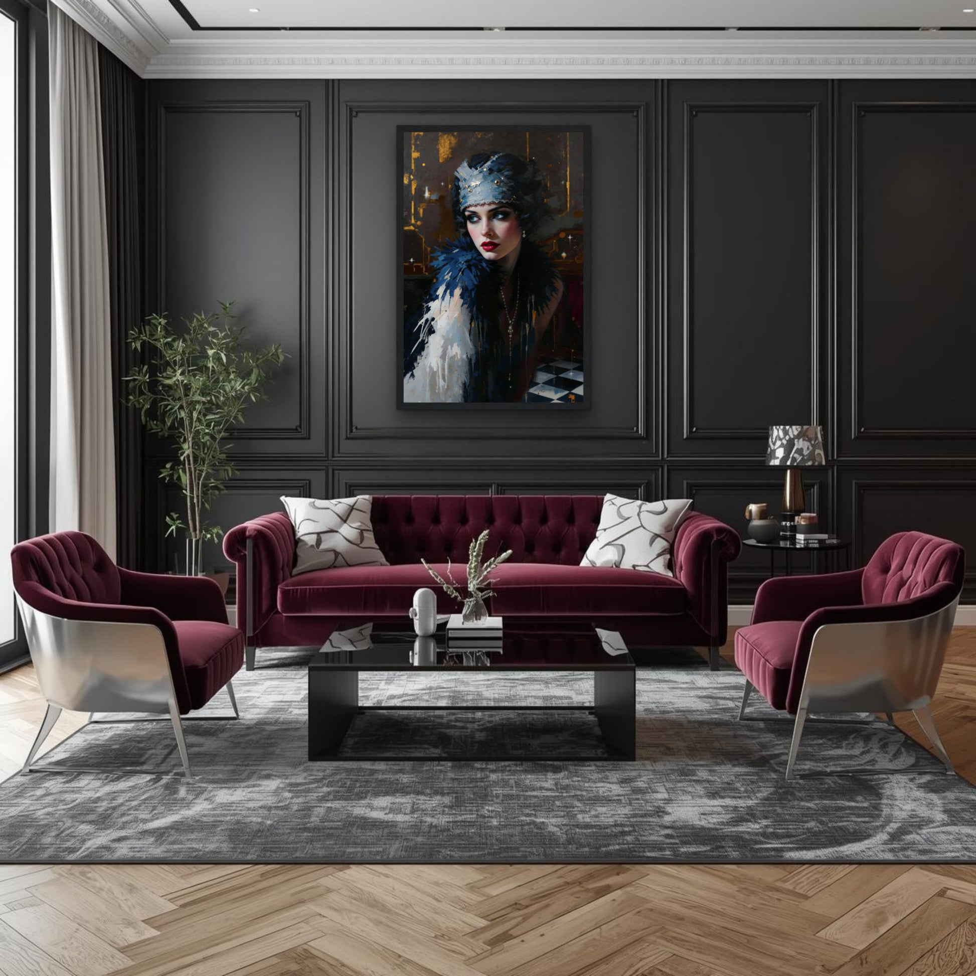 1920s Gatsby Flapper Painting Art Print - Speakeasy Prohibition Wall Decor