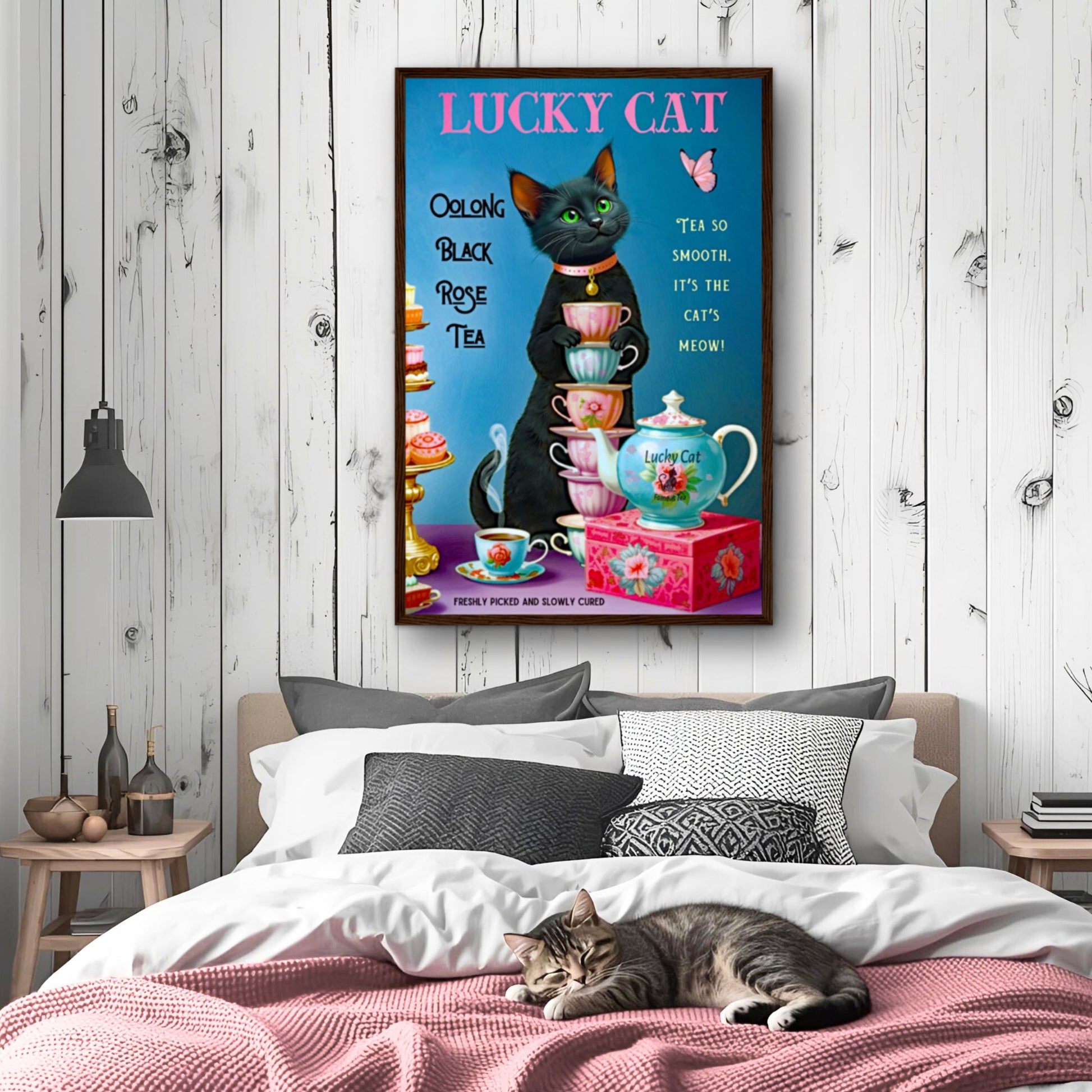 Lucky Cat Vintage Oolong Tea Art Print