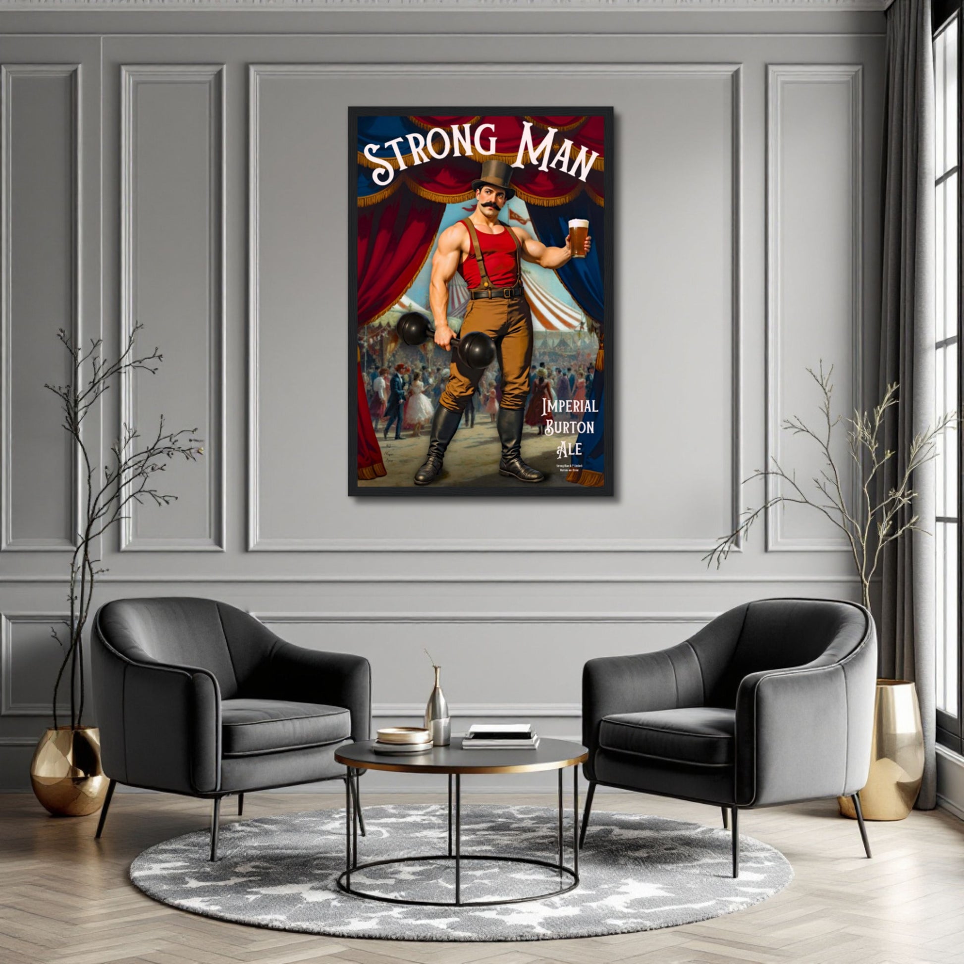 Vintage Victorian Circus Strongman Ale Art Print