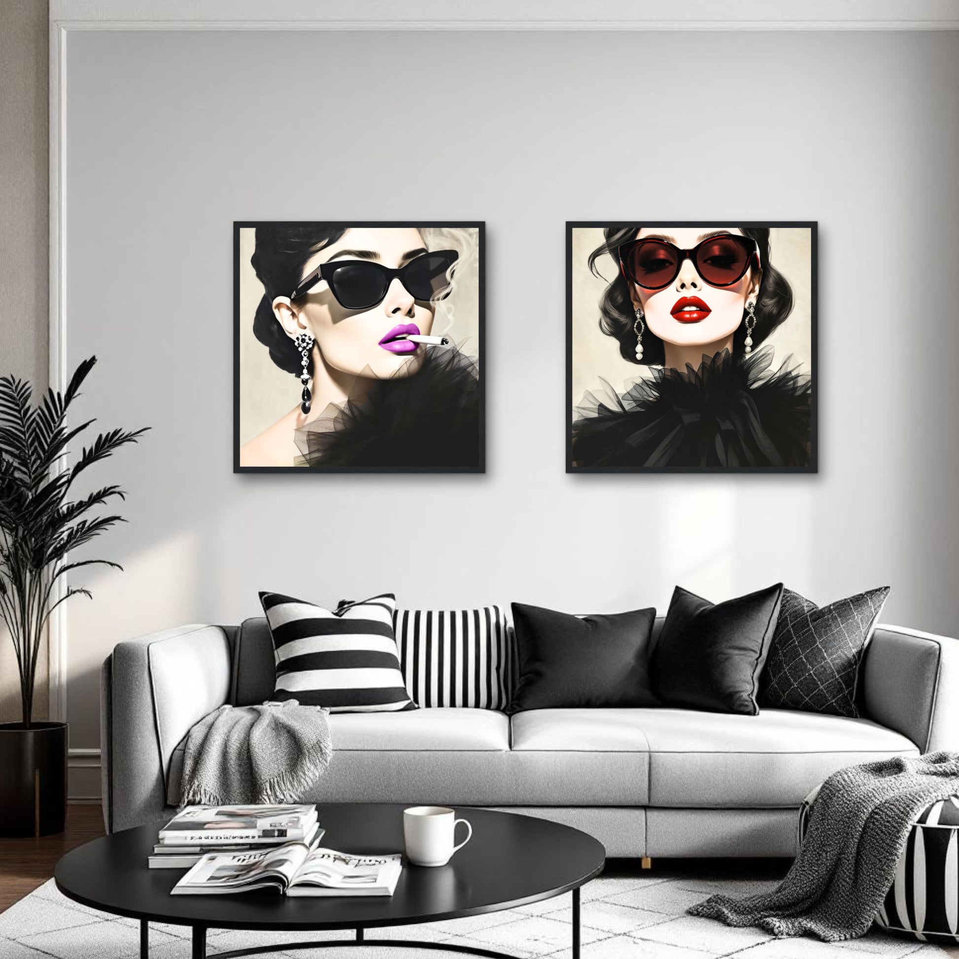 Smoking Girl Retro Fashion Model Art Print