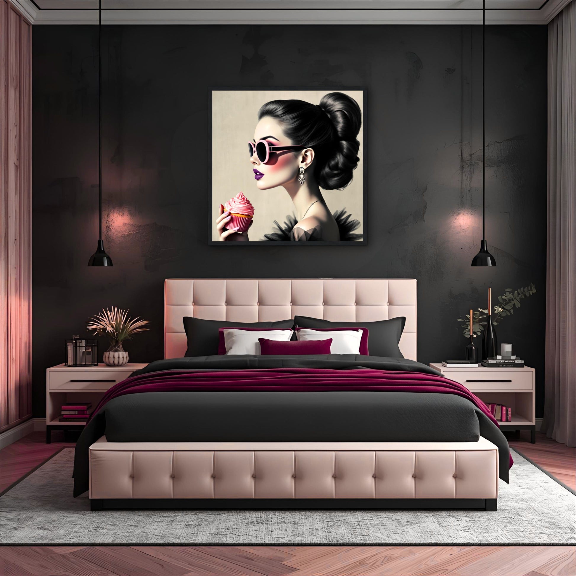 Retro Fashion Model Glam Cupcake Art Print