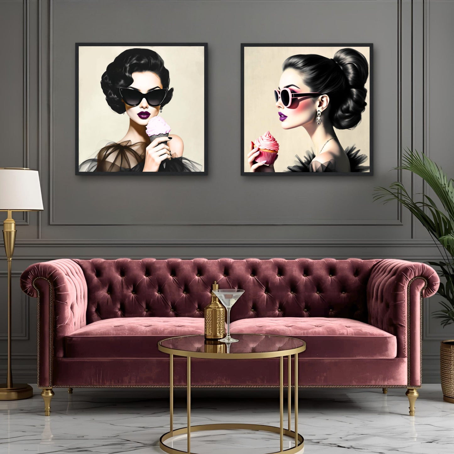 Retro Fashion Model Ice Cream Art Print