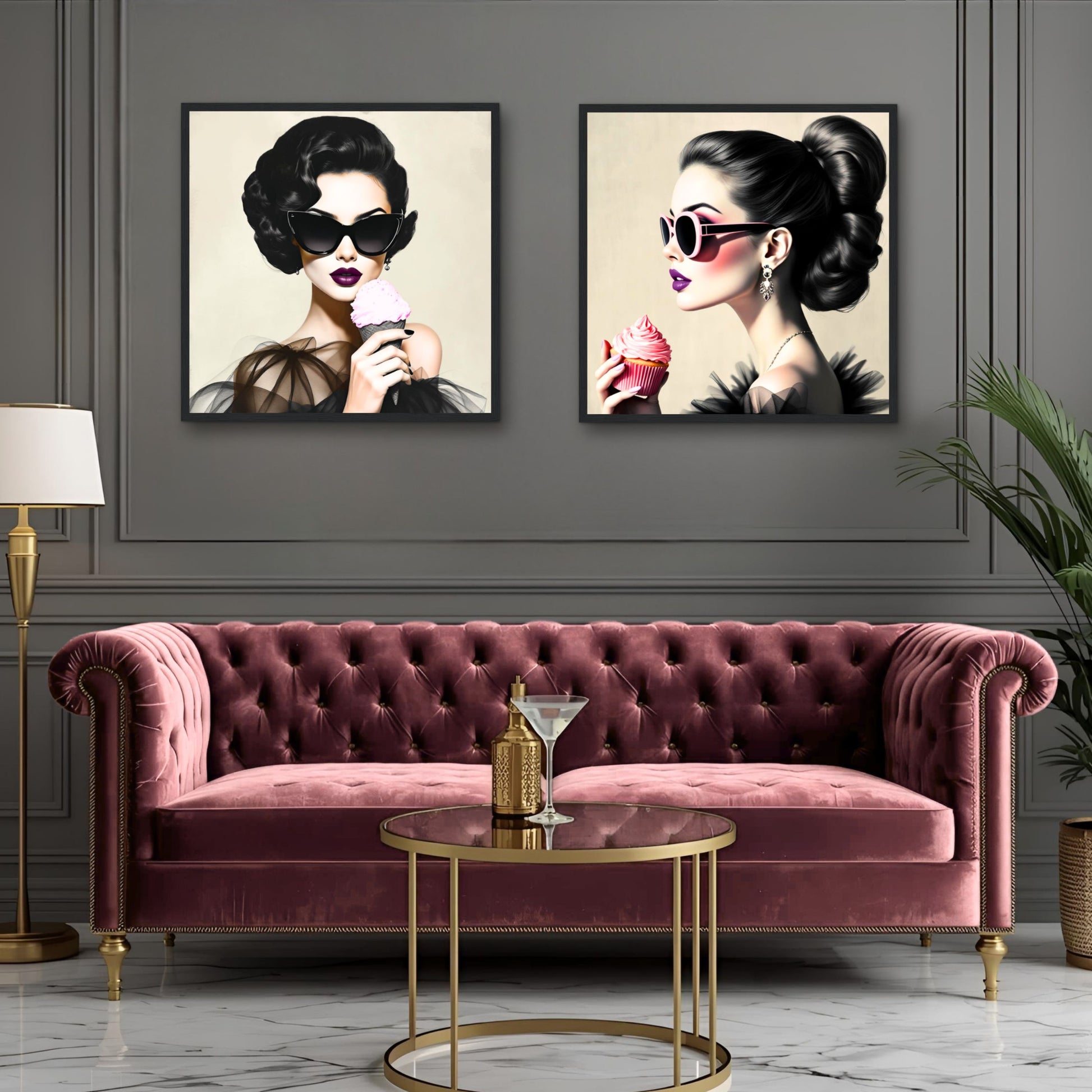 Retro Fashion Model Ice Cream Art Print