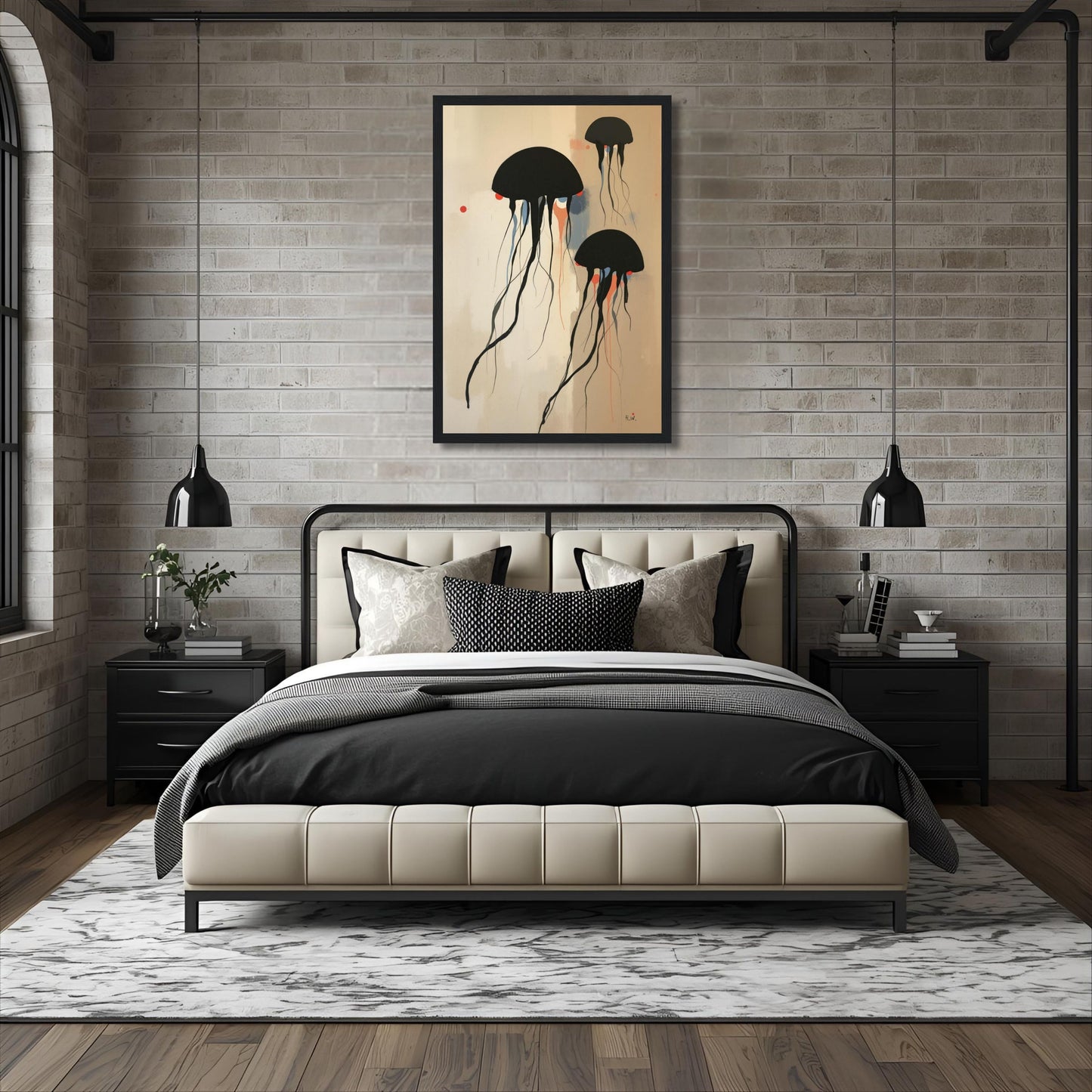 Minimalist Abstract Floating Jellyfish Art Print