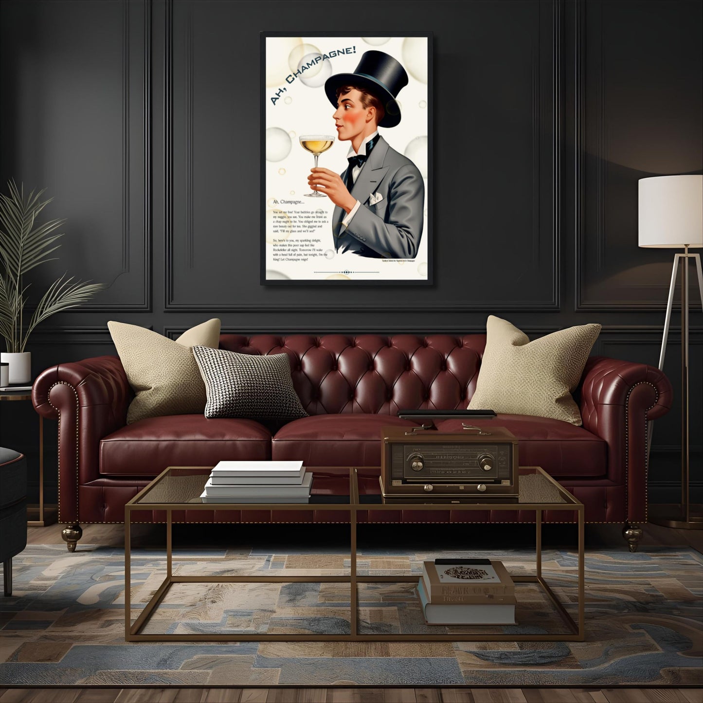 Art Deco Champagne Funny Poem Art Print
