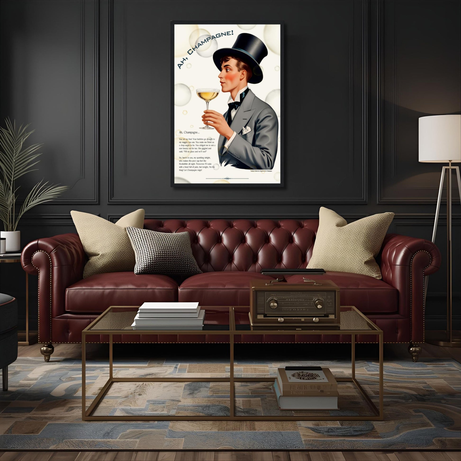 Art Deco Champagne Funny Poem Art Print
