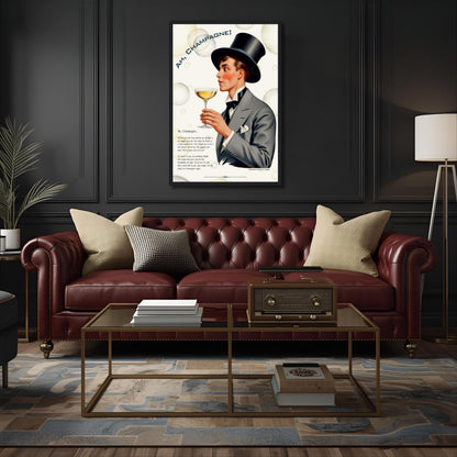 Art Deco Champagne Funny Poem Art Print