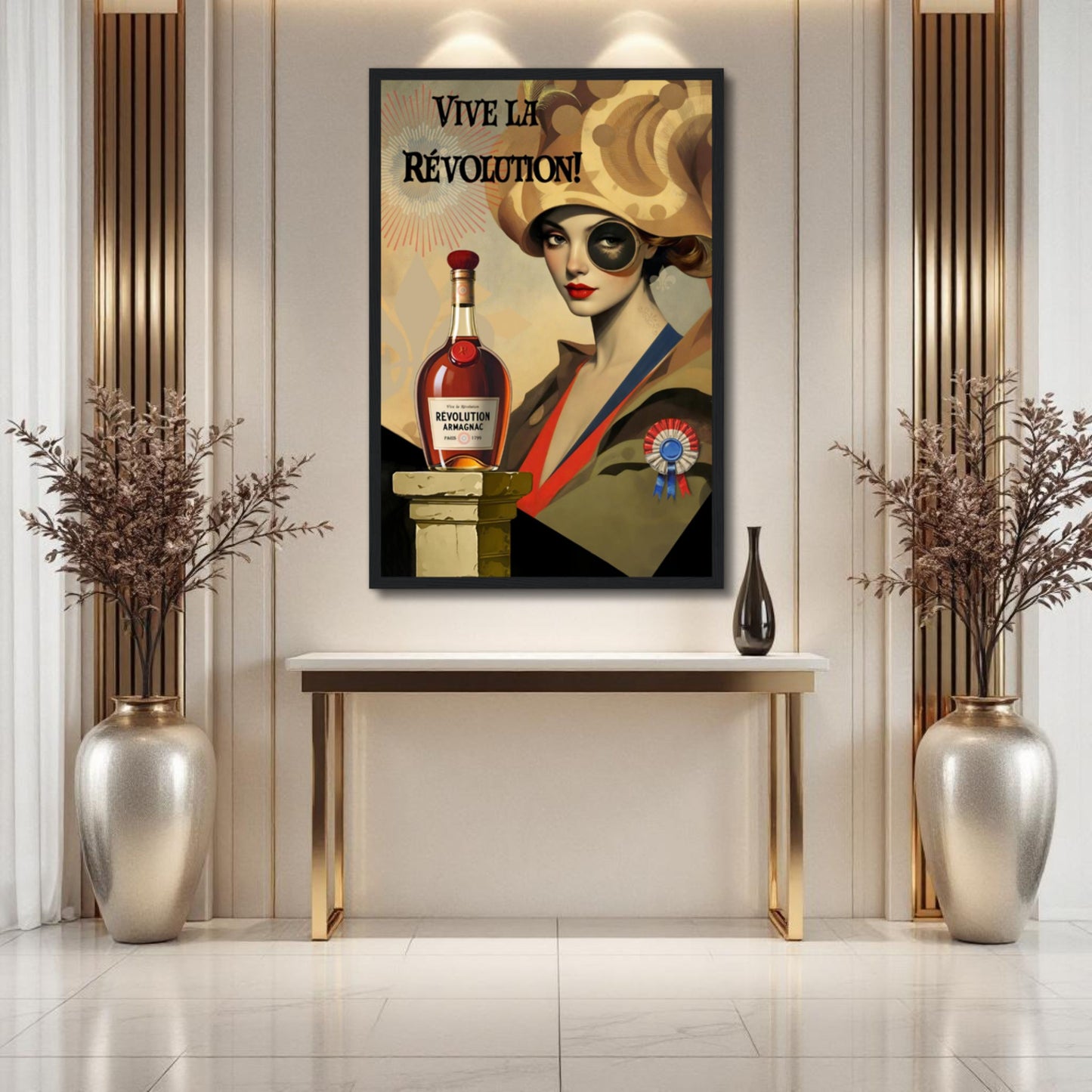 Vintage French Revolution Cognac Art Print Light Wood Frame 30x45 cm 12x18″ Premium Matte Paper Wooden Framed Poster