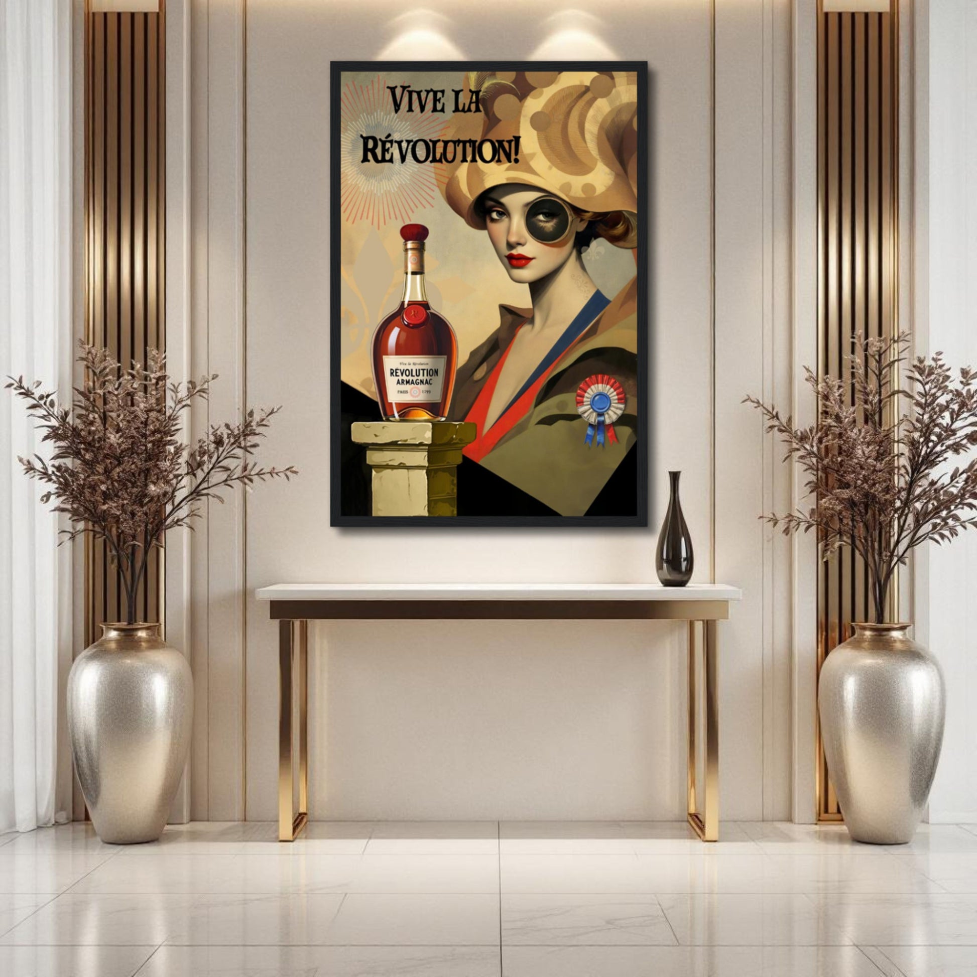 Vintage French Revolution Cognac Art Print Light Wood Frame 30x45 cm 12x18″ Premium Matte Paper Wooden Framed Poster
