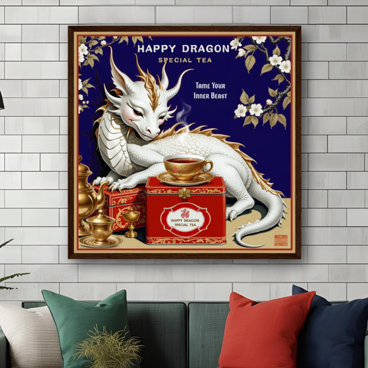 Happy Dragon Tea Art Print