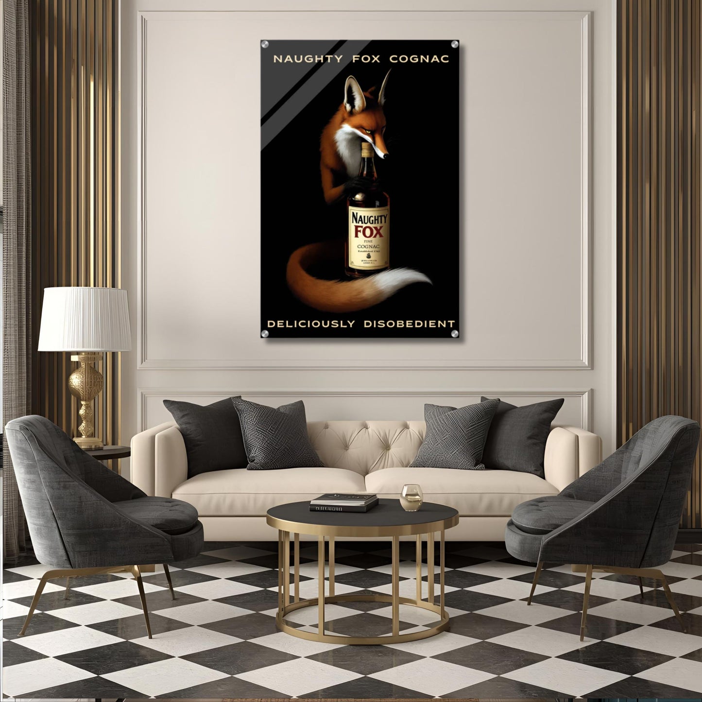 Fox Cognac Cocktail Bar Art Print