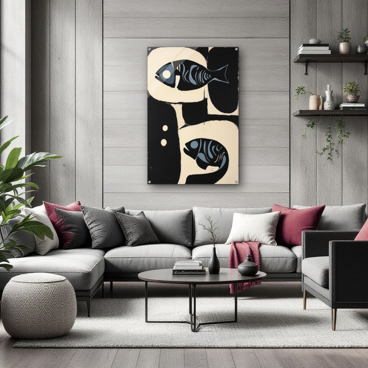 Abstract Mid-Century Modern Fish Art Print