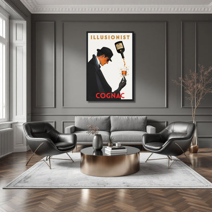 Vintage Illusionist Cognac Cocktail Bar Poster Print