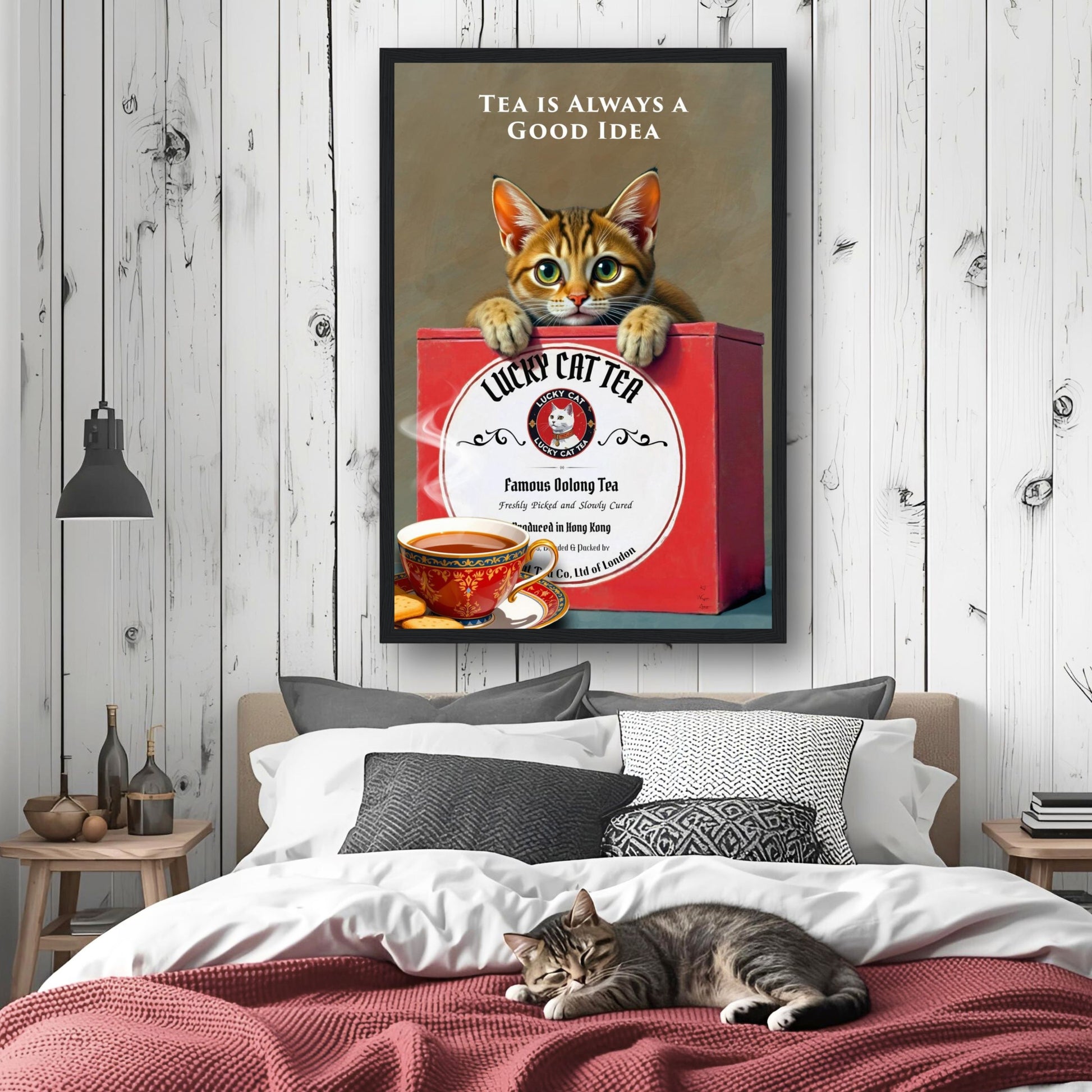 Lucky Cat Tea Vintage Kitchen Art Print
