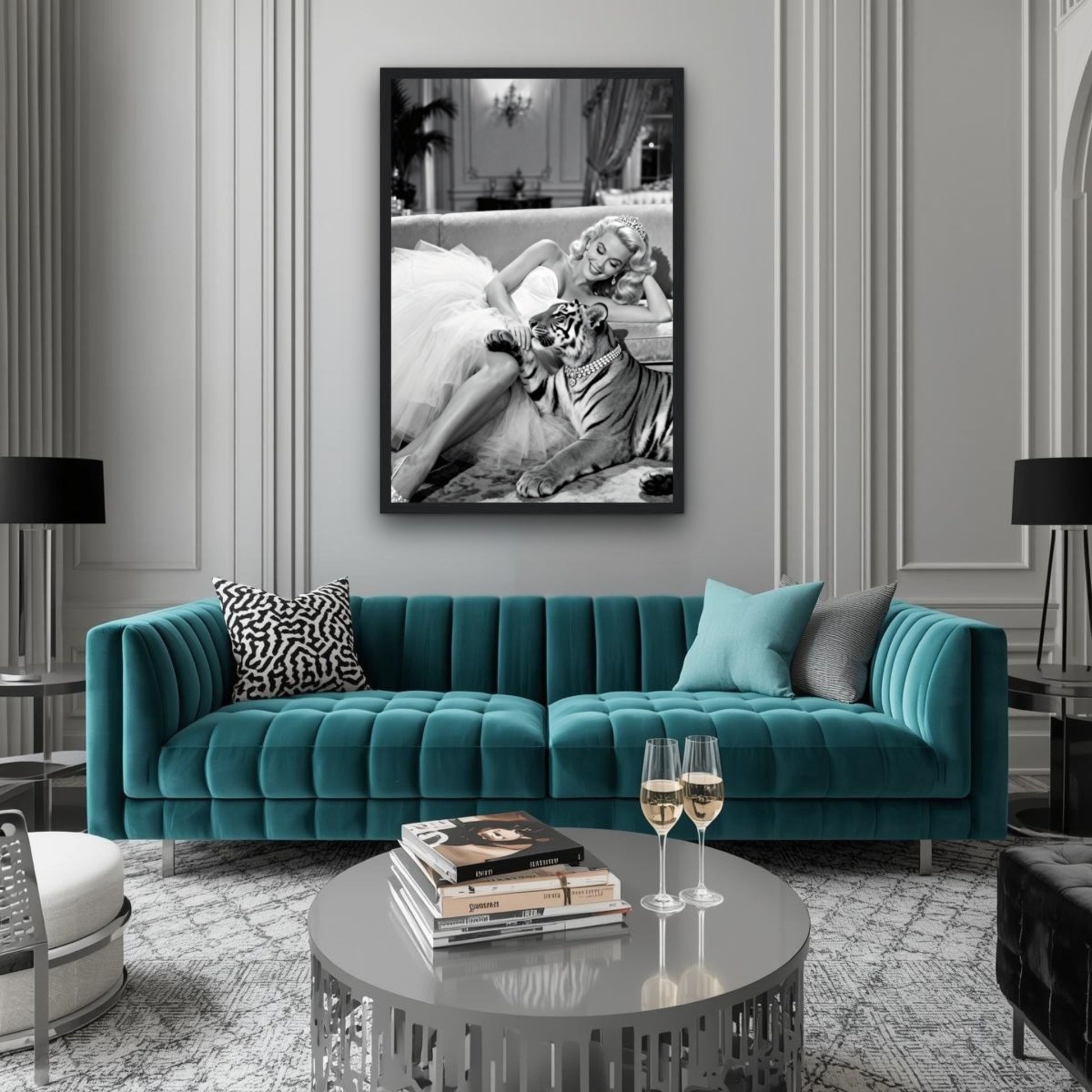 Vintage Hollywood Starlet Tiger Art Print