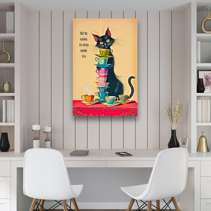 Quirky Cat Funny Tea Art Print
