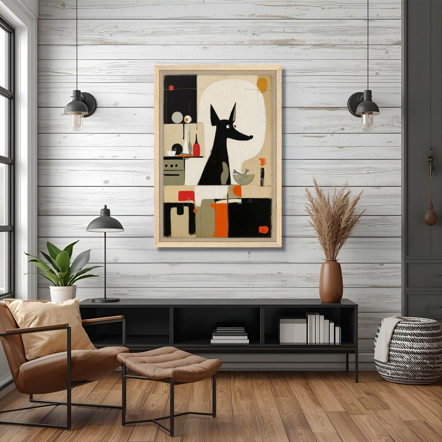 Modern Quirky Abstract Dog Art Print No Frame 30x45 cm 12x18″ Classic Matte Paper Poster