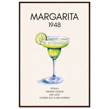 Margarita Cocktail Bar Art Print Dark Brown Wood Frame 60x90 cm 24x36″ Premium Matte Paper Wooden Framed Poster