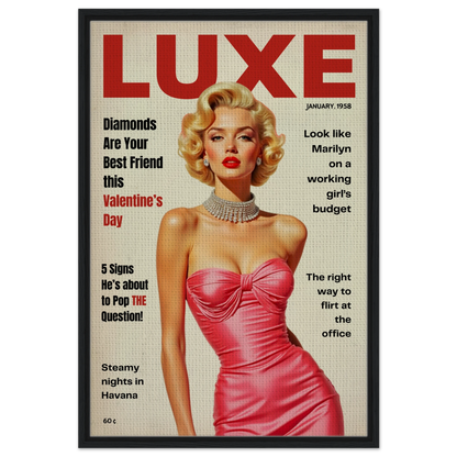 Marilyn Monroe Hollywood Glam Art Print 60x90 cm 24x36″ Framed Canvas Black Wood Frame