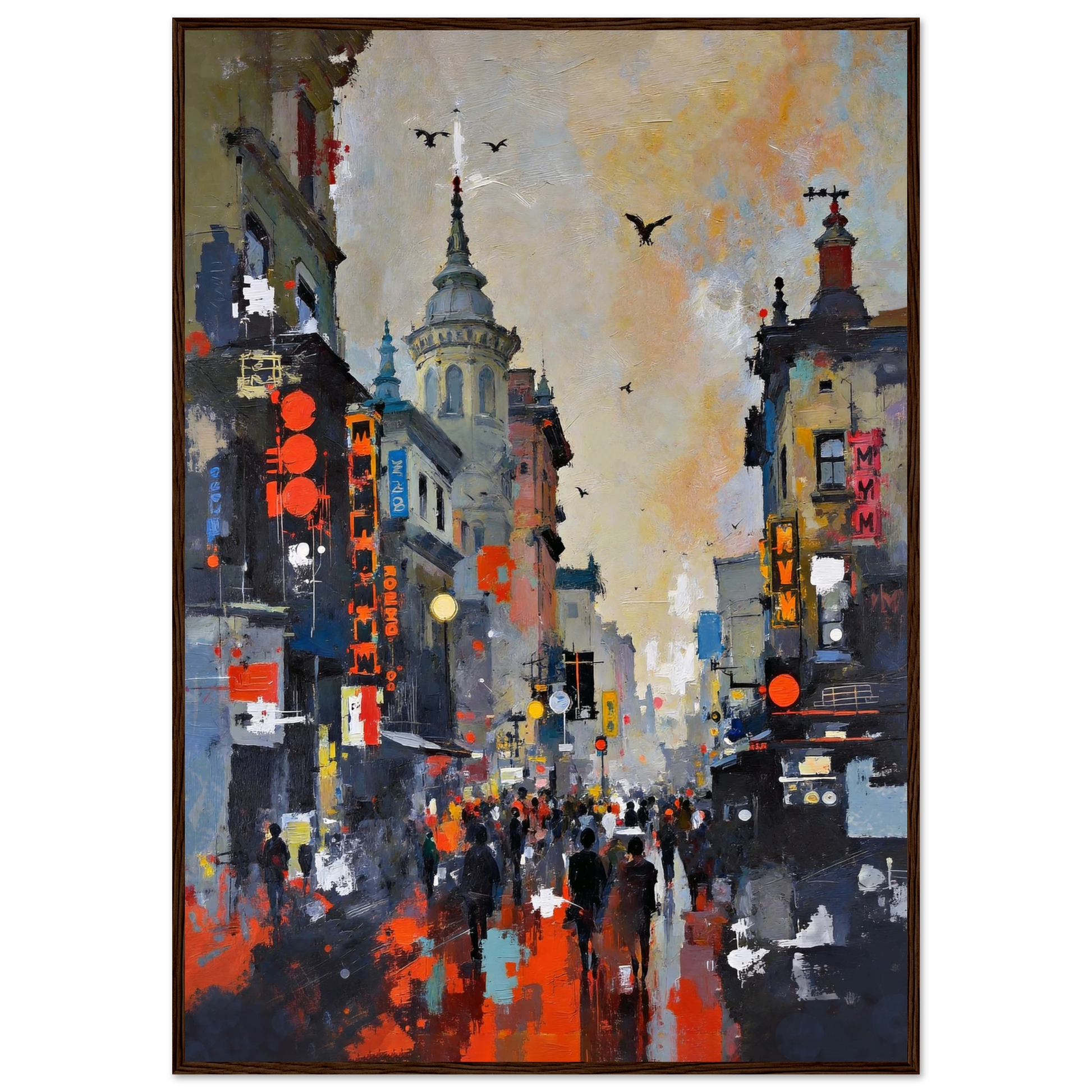 Gothic City Street Art Print - European Cityscape