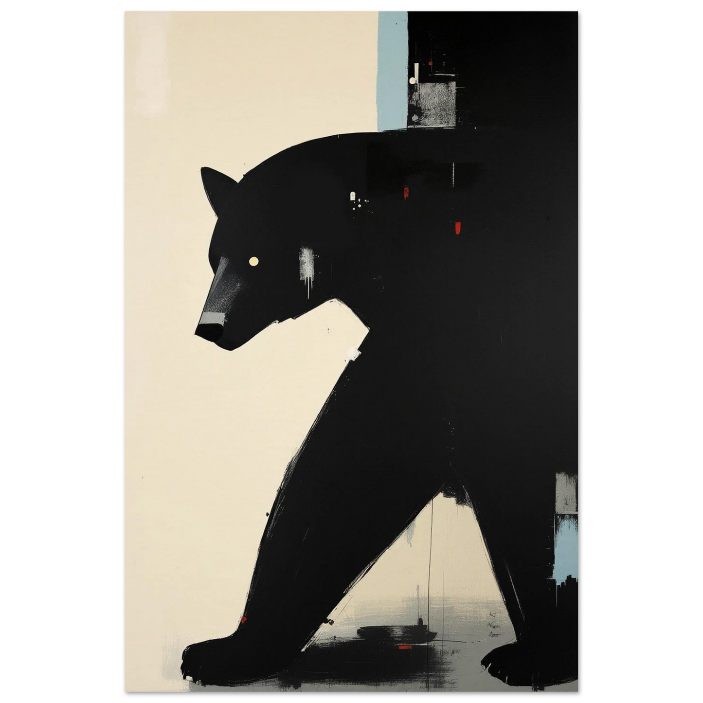 Abstract Black Bear Art Poster Print No Frame 40x60 cm 16x24″ Museum-Quality Matte Paper Poster
