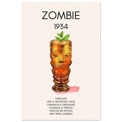 Zombie Tiki Cocktail Bar Art Print No Frame 30x45 cm 12x18″ Classic Matte Paper Poster