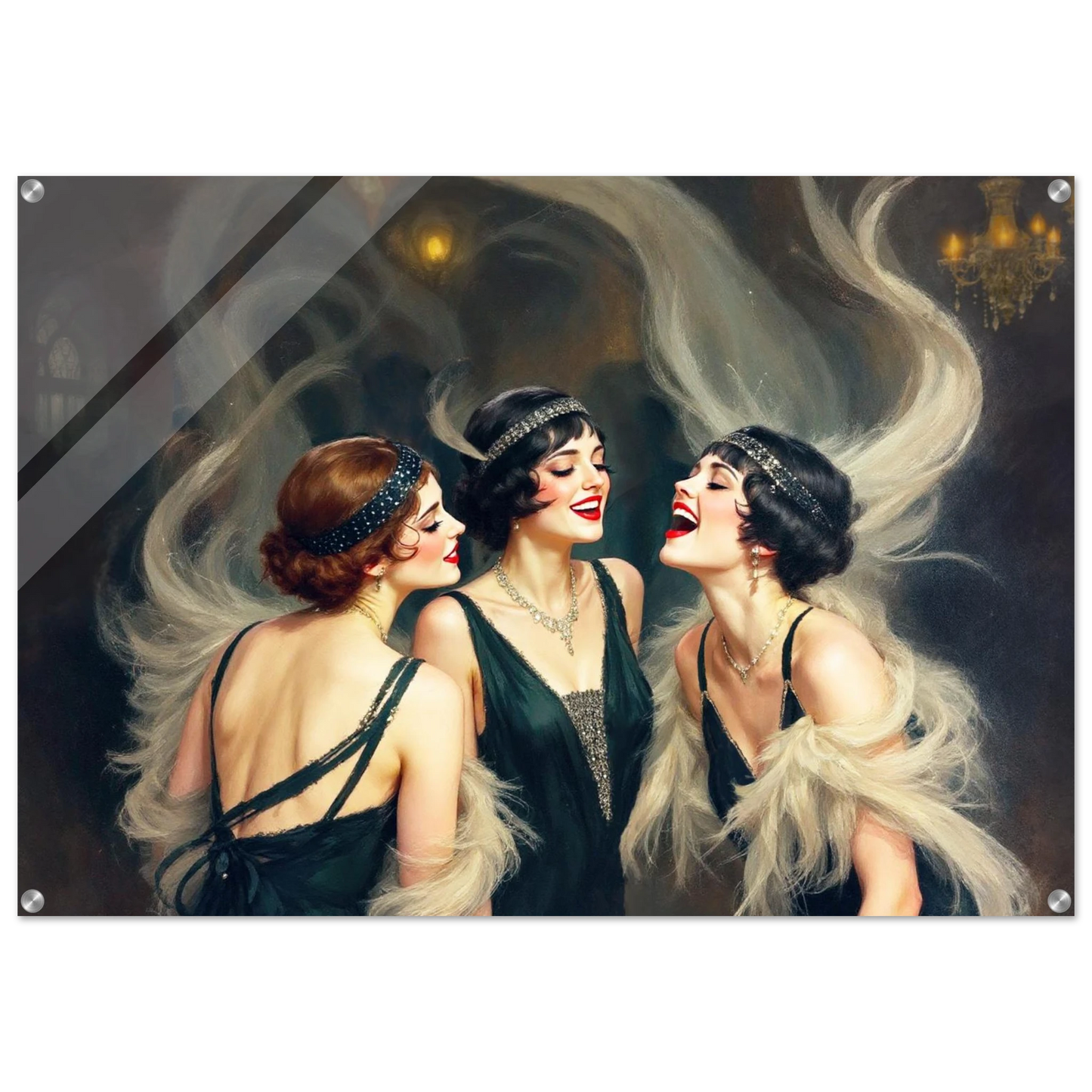 Flapper Girls Speakeasy Gatsby Art Print No Frame 70x100 cm 28x40″ Sleek Acrylic Print