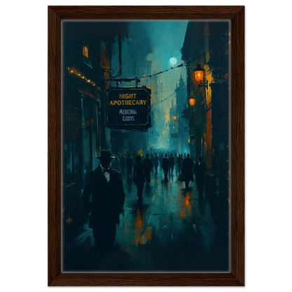 Prohibition Speakeasy Moody Nightlife Art Print 30x45 cm 12x18″ Framed Canvas Dark Brown Wood Frame