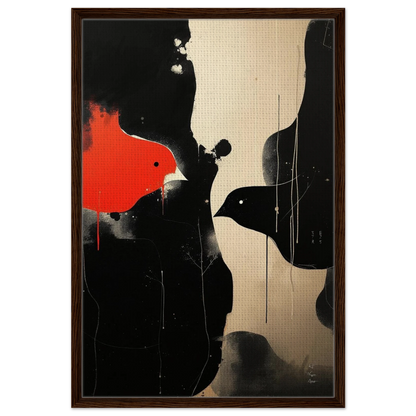 Abstract Bird Minimalist Fine Art Print 60x90 cm 24x36″ Framed Canvas Dark Brown Wood Frame