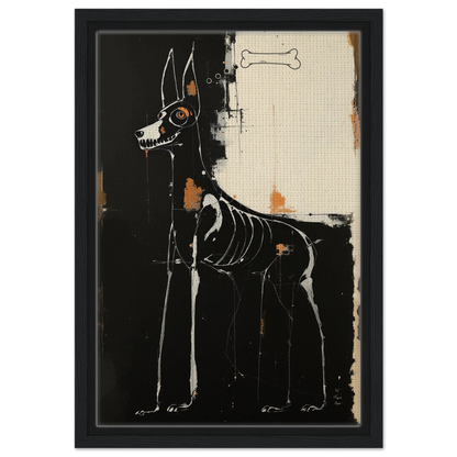 X-ray Skeleton Dog Abstract Art Poster Print 30x45 cm 12x18″ Framed Canvas Black Wood Frame