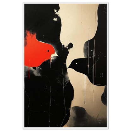 Abstract Bird Minimalist Fine Art Print 60x90 cm 24x36″ Museum-Quality Matte Paper Wooden Framed Poster White Wood Frame