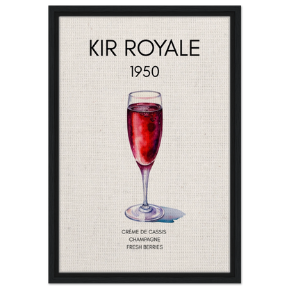 Kir Royale Champagne Cocktail Bar Art Print Black Wood Frame 40x60 cm 16x24″ Framed Canvas