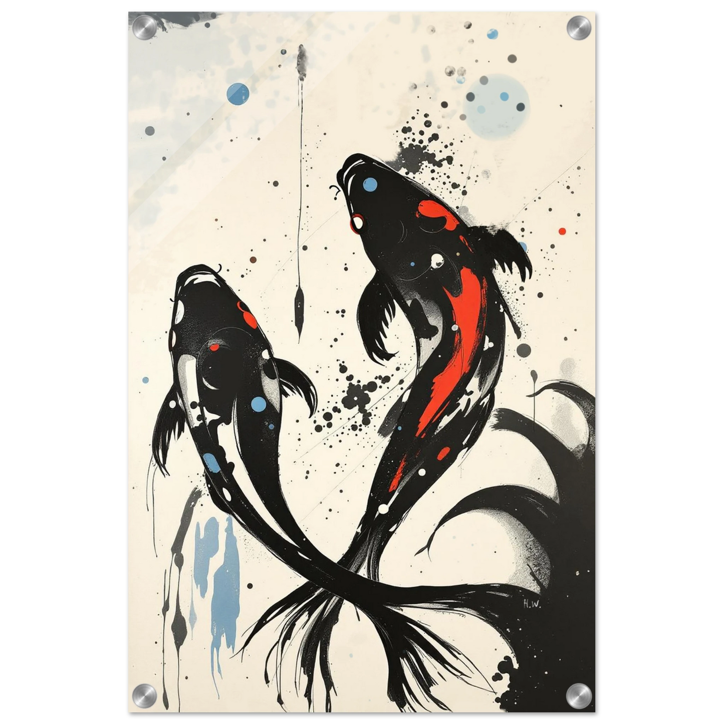 Modern Koi Fish Ocean Art Print 40x60 cm 16x24″ Sleek Acrylic Print No Frame