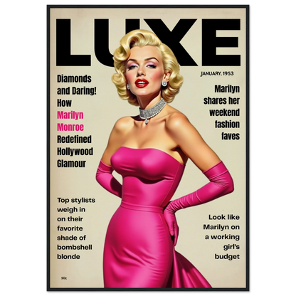 Marilyn Monroe Old Hollywood Art Print Black Wood Frame 70x100 cm 28x40″ Museum-Quality Matte Paper Wooden Framed Poster