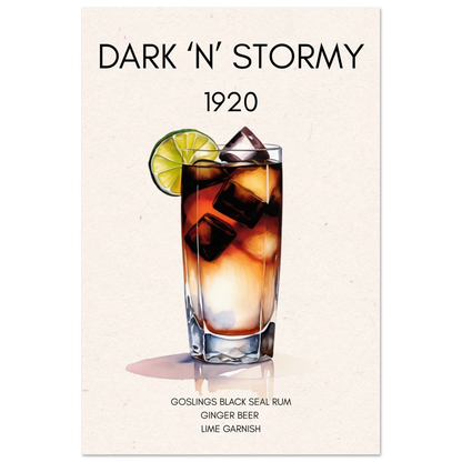 Dark n Stormy Cocktail Drink Bar Art Print No Frame 60x90 cm 24x36″ Classic Matte Paper Poster