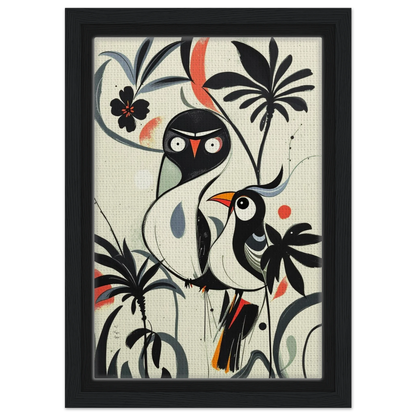 Abstract Bird Modern Tropical Art Print Black Wood Frame 20x30 cm 8x12″ Framed Canvas