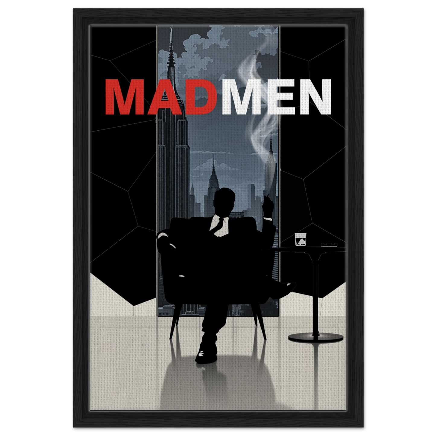 Mad Men Don Draper Retro Art Print Black Wood Frame 40x60 cm 16x24″ Framed Canvas